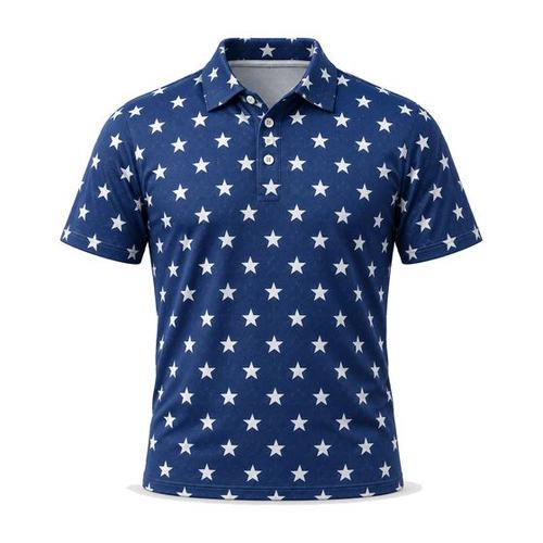 Navy Stars Printed Polo golf product by Maxido Golf