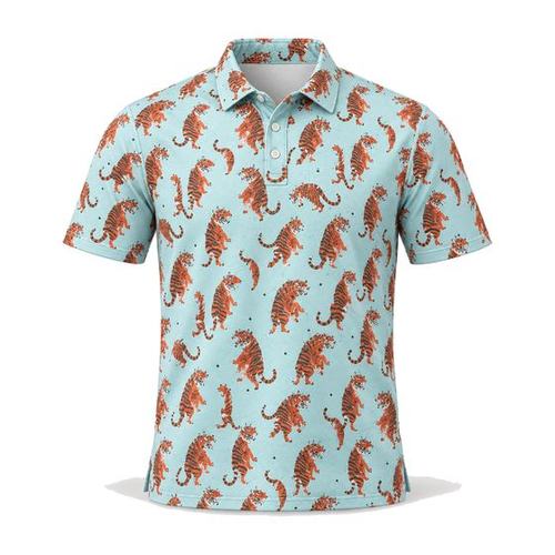 Aqua Tigers Printed Polo golf product by Maxido Golf