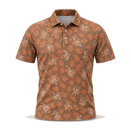 Rust Floral Printed Polo golf product by Maxido Golf