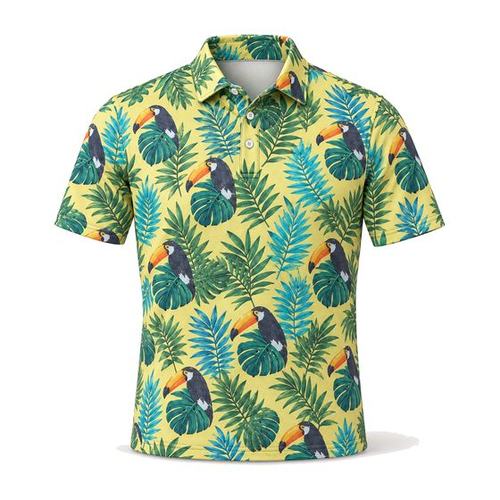 Tropical Toucan Printed Polo golf product by Maxido Golf