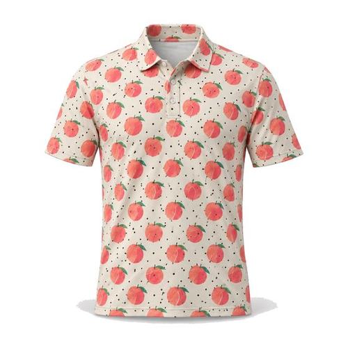 Coral Fruit Printed Polo golf product by Maxido Golf