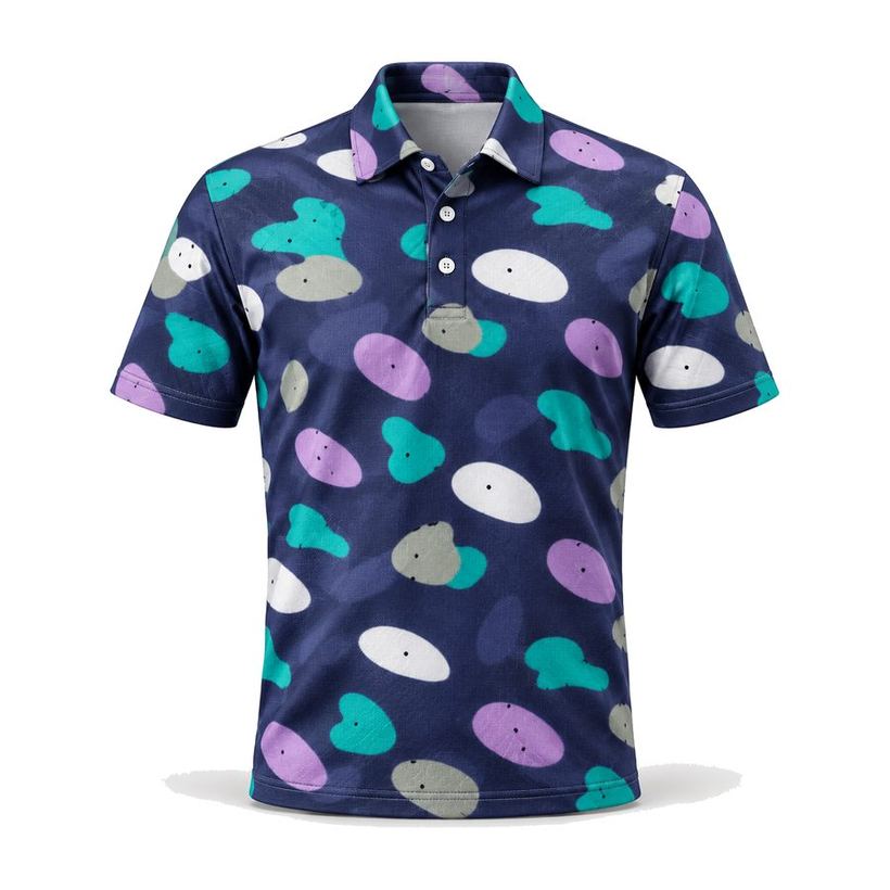 Navy Pebble Printed Polo by Maxido Golf