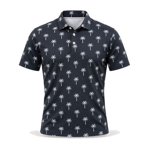 Black Palms Printed Polo golf product by Maxido Golf