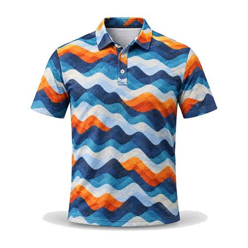 Wavy Stripes Printed Polo golf product by Maxido Golf