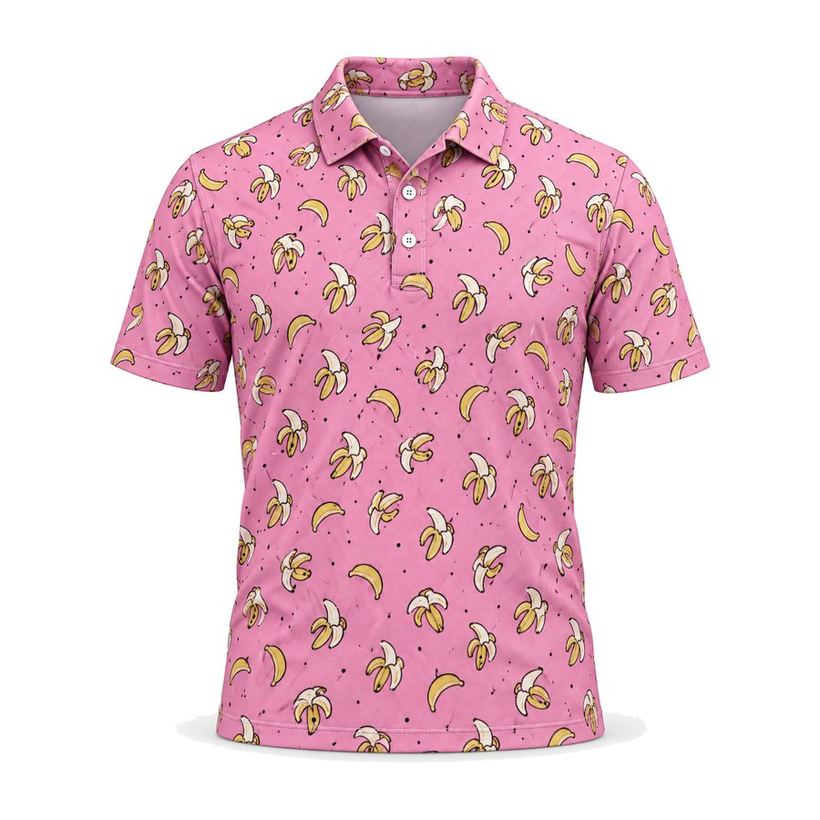 Pink Bananas Printed Polo by Maxido Golf