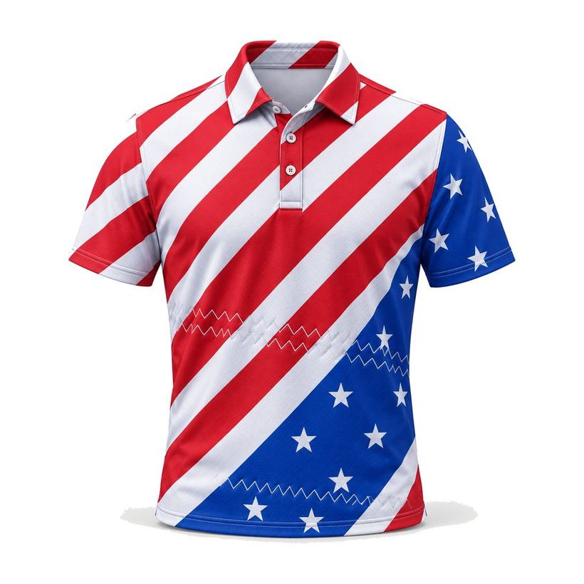 Stars and Stripes Printed Polo by Maxido Golf